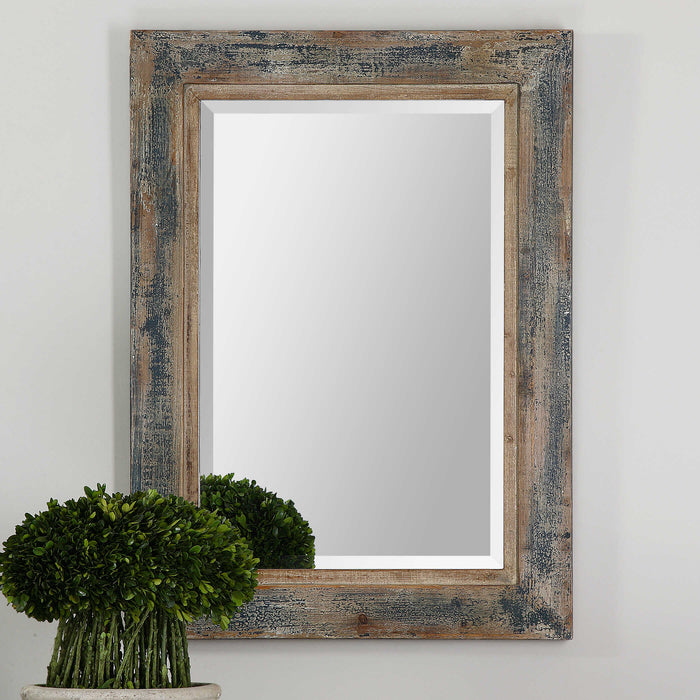 Bozeman Mirror Blue w/Aged Wood Undertone-Mirrors/Pictures-Uttermost-Lighting Design Store
