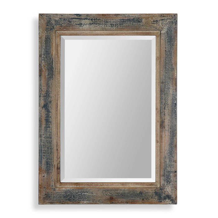 Bozeman Mirror Blue w/Aged Wood Undertone-Mirrors/Pictures-Uttermost-Lighting Design Store