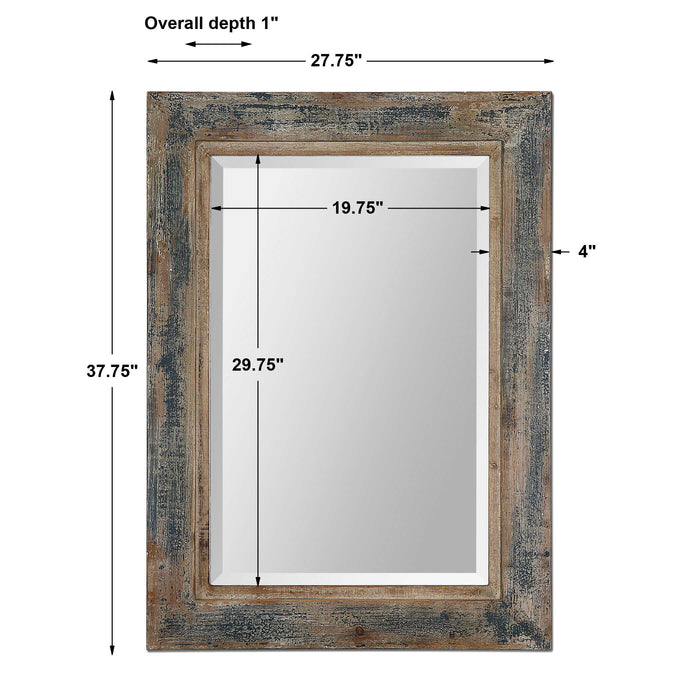 Bozeman Mirror Blue w/Aged Wood Undertone-Mirrors/Pictures-Uttermost-Lighting Design Store