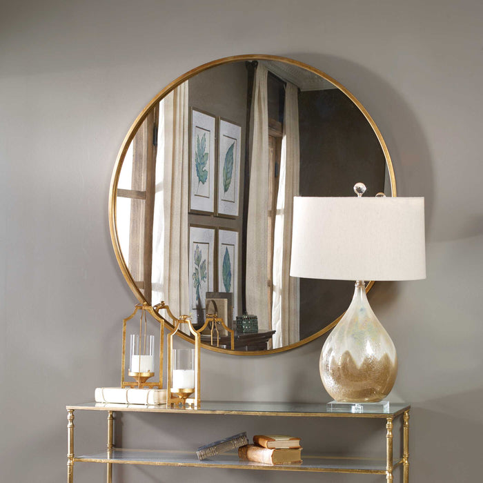 Junius Round Mirror Antiqued Gold-Mirrors/Pictures-Uttermost-Lighting Design Store