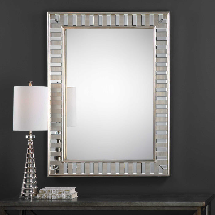 Lanester Mirror Antiqued Silver Leaf-Mirrors/Pictures-Uttermost-Lighting Design Store