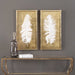 White Feathers Shadow Box S/2 Gold Leaf-Mirrors/Pictures-Uttermost-Lighting Design Store