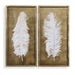 White Feathers Shadow Box S/2 Gold Leaf-Mirrors/Pictures-Uttermost-Lighting Design Store