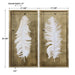 White Feathers Shadow Box S/2 Gold Leaf-Mirrors/Pictures-Uttermost-Lighting Design Store