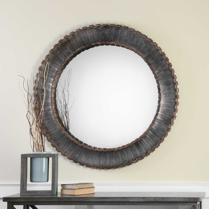 Tanaina Mirror Metallic Silver w/Black-Mirrors/Pictures-Uttermost-Lighting Design Store