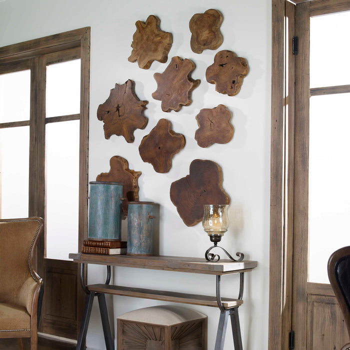 Kalani Wall Art Natural Teak Wood-Mirrors/Pictures-Uttermost-Lighting Design Store