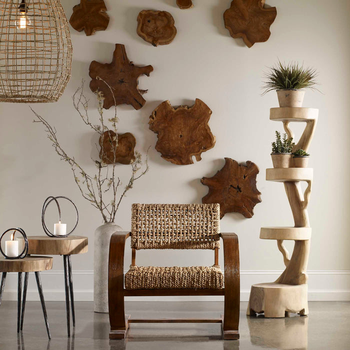 Kalani Wall Art Natural Teak Wood-Mirrors/Pictures-Uttermost-Lighting Design Store