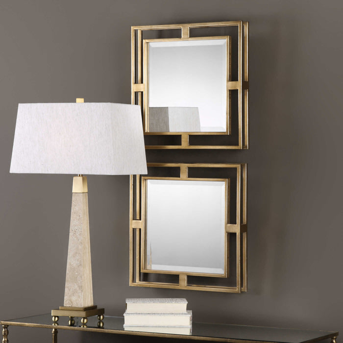 Allick Mirror, Set Of 2 Antiqued Gold Leaf-Mirrors/Pictures-Uttermost-Lighting Design Store