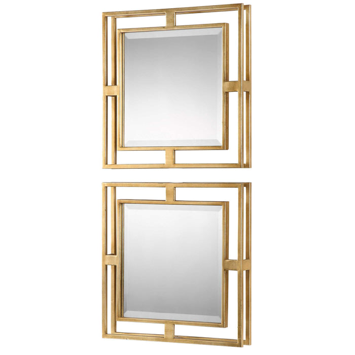 Allick Mirror, Set Of 2 Antiqued Gold Leaf-Mirrors/Pictures-Uttermost-Lighting Design Store