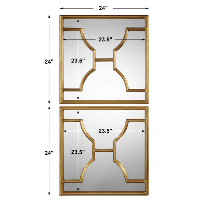 Misa Mirror, Set Of 2 Antiqued Gold Leaf-Mirrors/Pictures-Uttermost-Lighting Design Store