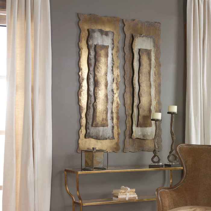 Jaymes Panel Antique Bronze, Silver, And Gold-Mirrors/Pictures-Uttermost-Lighting Design Store