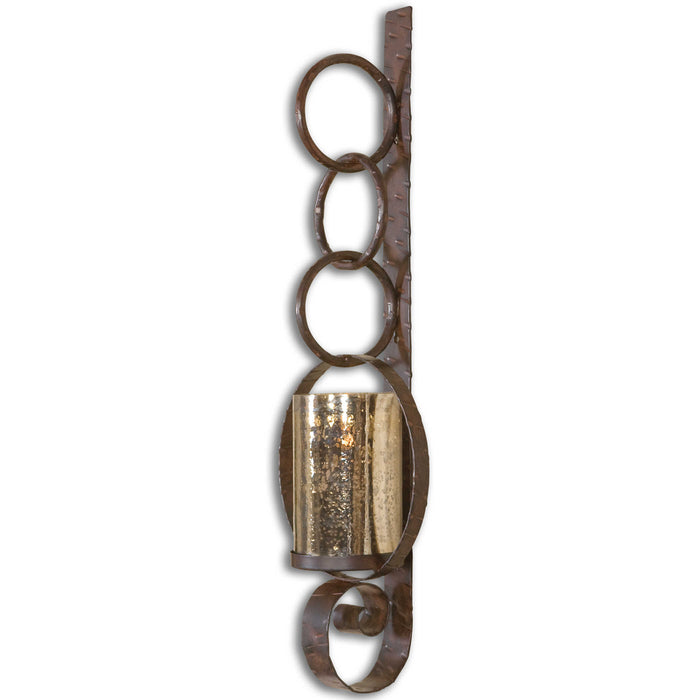 Falconara Wall Sconce Rust Brown w/Burnished Edges-Home Accents-Uttermost-Lighting Design Store