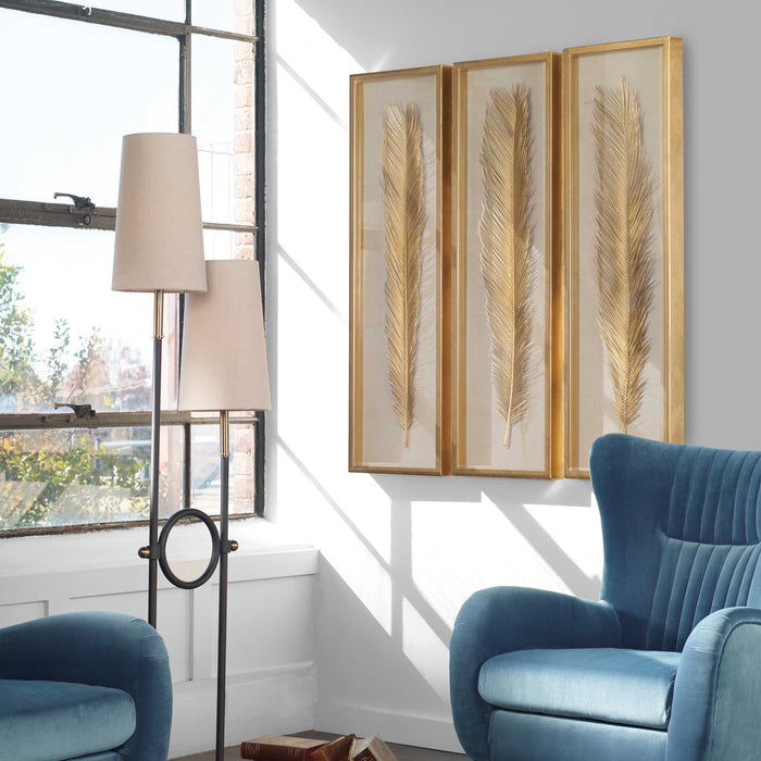 Palma Box Set/3 Gold Leaf-Mirrors/Pictures-Uttermost-Lighting Design Store