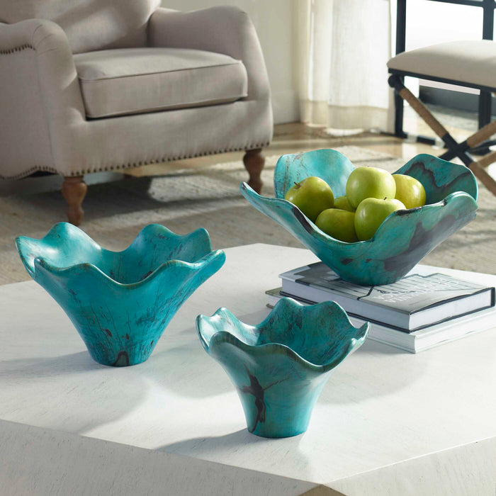 Teo Wall Art, Set/3 Caribbean Blue-Mirrors/Pictures-Uttermost-Lighting Design Store