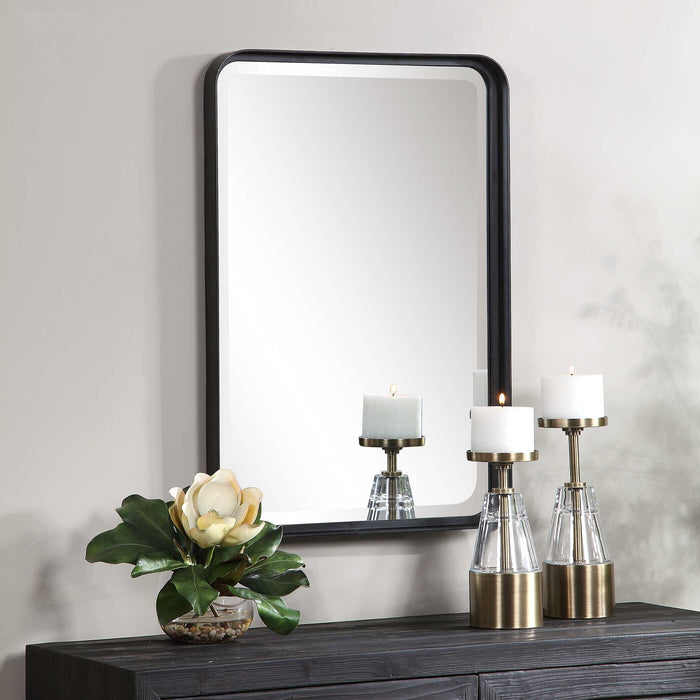 Croften Mirror Matte Black-Mirrors/Pictures-Uttermost-Lighting Design Store