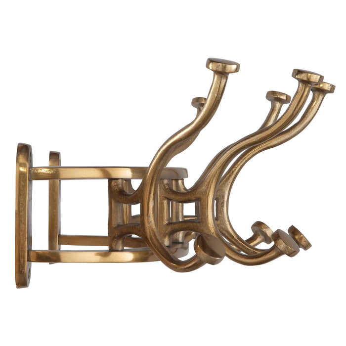 Starling Wall Mounted Coat Rack Antique Brass-Home Accents-Uttermost-Lighting Design Store