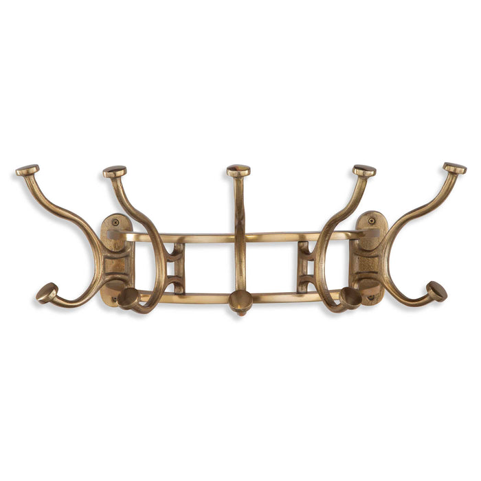 Starling Wall Mounted Coat Rack Antique Brass-Home Accents-Uttermost-Lighting Design Store