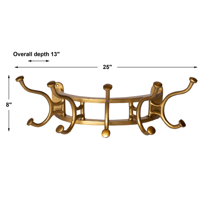 Starling Wall Mounted Coat Rack Antique Brass-Home Accents-Uttermost-Lighting Design Store