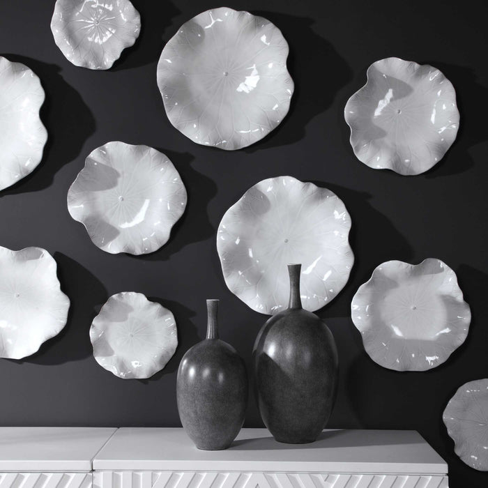 Abella Wall Decor, S/3 White-Mirrors/Pictures-Uttermost-Lighting Design Store