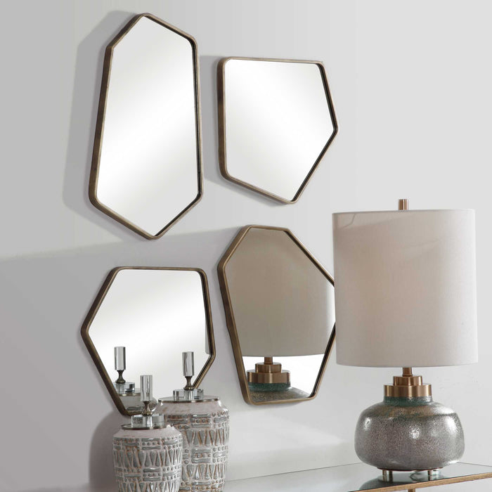 Linneah Mirror, Set Of 4 Aged Gold-Mirrors/Pictures-Uttermost-Lighting Design Store