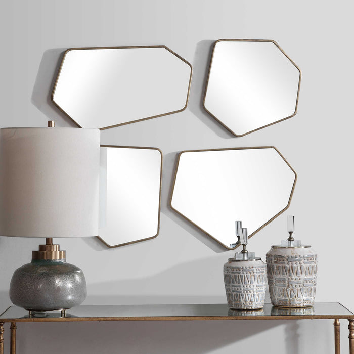 Linneah Mirror, Set Of 4 Aged Gold-Mirrors/Pictures-Uttermost-Lighting Design Store