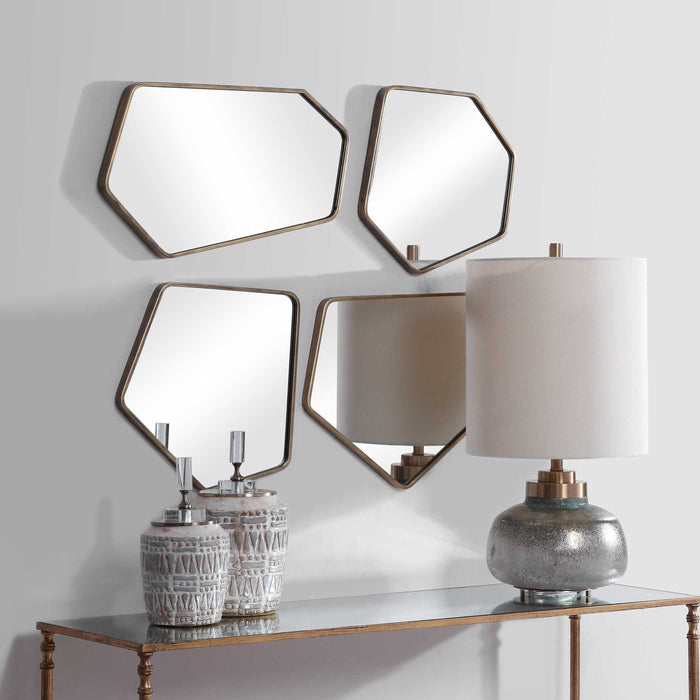 Linneah Mirror, Set Of 4 Aged Gold-Mirrors/Pictures-Uttermost-Lighting Design Store