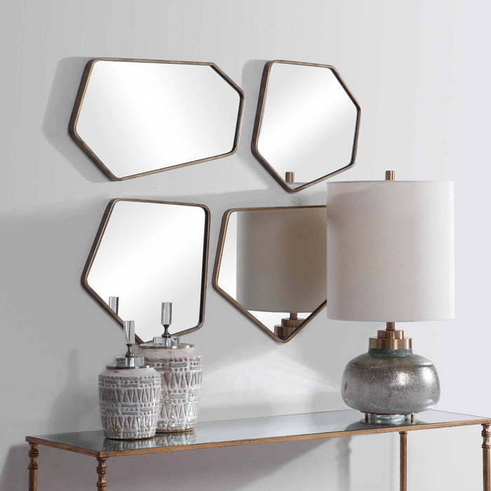 Linneah Mirror, Set Of 4 Aged Gold-Mirrors/Pictures-Uttermost-Lighting Design Store