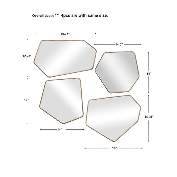 Linneah Mirror, Set Of 4 Aged Gold-Mirrors/Pictures-Uttermost-Lighting Design Store