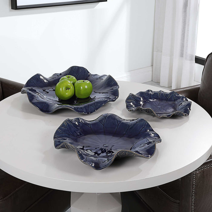 Abella Wall Decor, S/3 Cobalt Blue-Mirrors/Pictures-Uttermost-Lighting Design Store