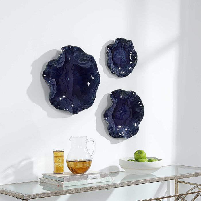 Abella Wall Decor, S/3 Cobalt Blue-Mirrors/Pictures-Uttermost-Lighting Design Store