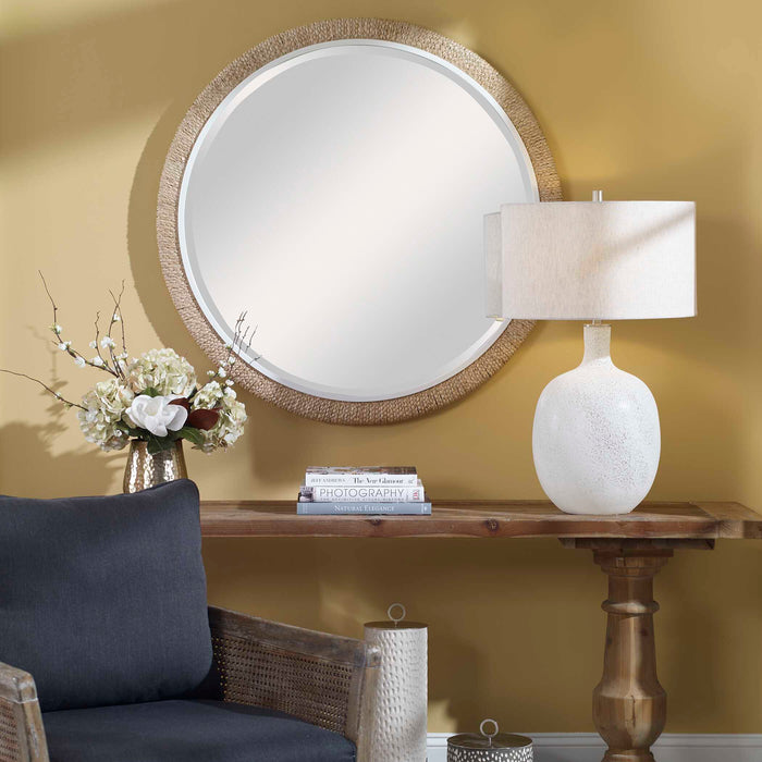 Carbet Mirror Banana Leaf And Matte White-Mirrors/Pictures-Uttermost-Lighting Design Store
