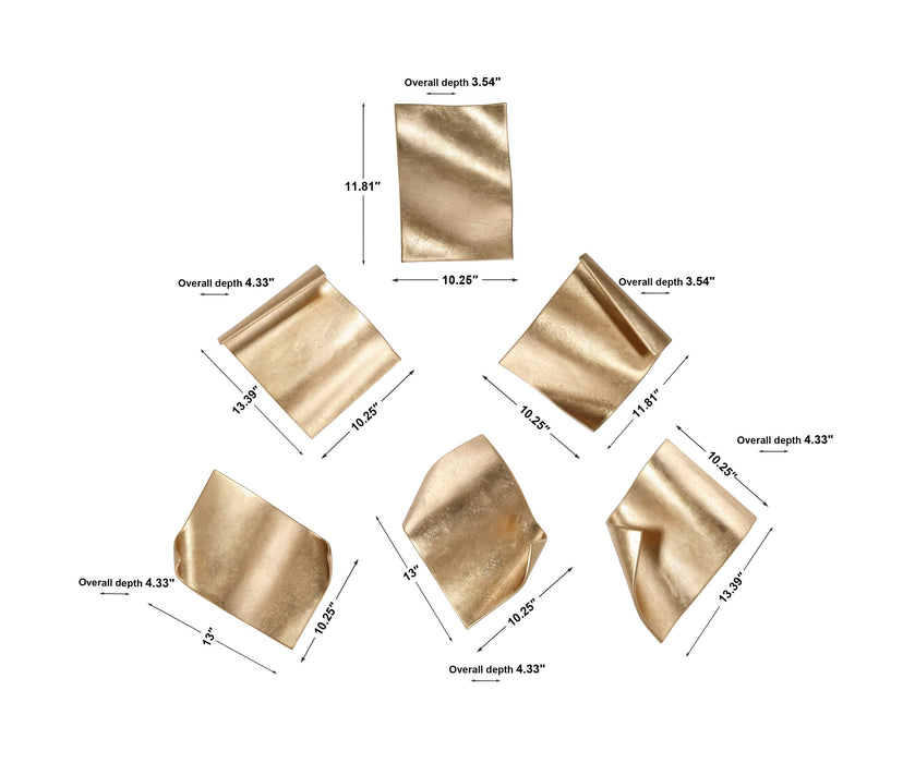 Fluttering Pages Wall Decor, S/6 Gold Leaf-Mirrors/Pictures-Uttermost-Lighting Design Store