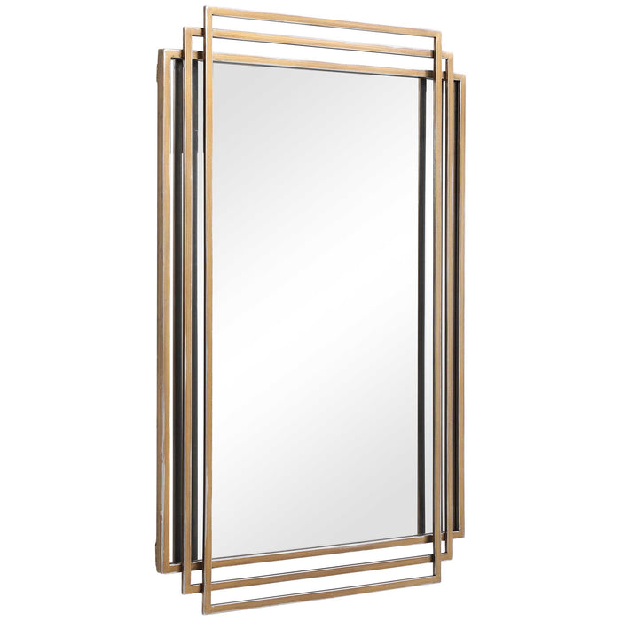 Amherst Mirror Brushed Gold With Silver Highlights-Mirrors/Pictures-Uttermost-Lighting Design Store