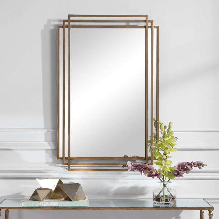 Amherst Mirror Brushed Gold With Silver Highlights-Mirrors/Pictures-Uttermost-Lighting Design Store