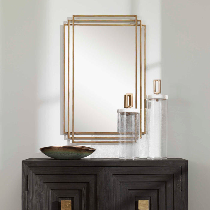 Amherst Mirror Brushed Gold With Silver Highlights-Mirrors/Pictures-Uttermost-Lighting Design Store