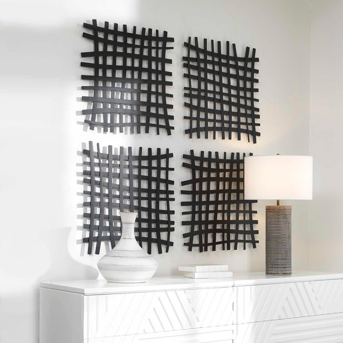 Gridlines Wall Decor Matte Black-Mirrors/Pictures-Uttermost-Lighting Design Store