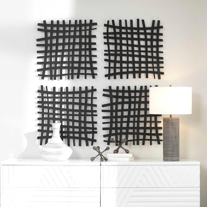 Gridlines Wall Decor Matte Black-Mirrors/Pictures-Uttermost-Lighting Design Store