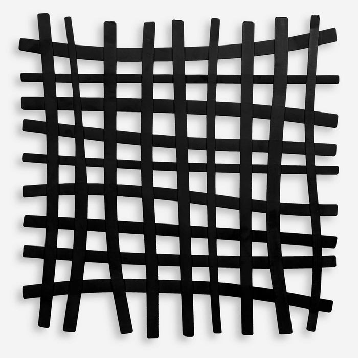 Gridlines Wall Decor Matte Black-Mirrors/Pictures-Uttermost-Lighting Design Store