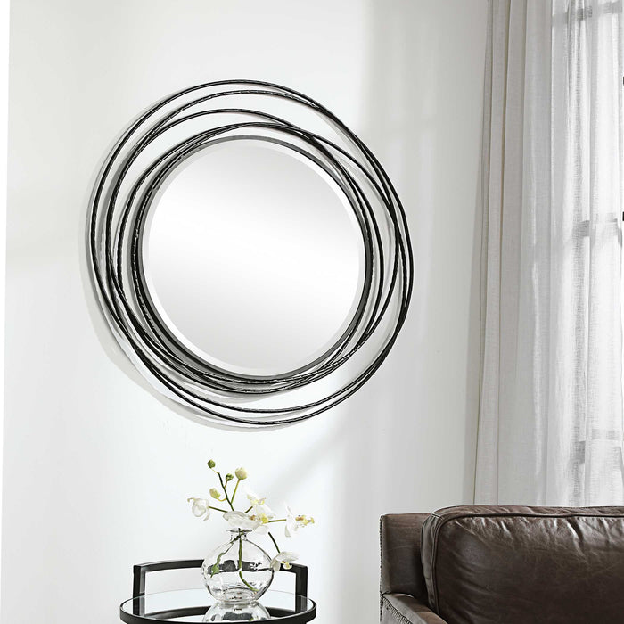 Whirlwind Mirror Satin Black-Mirrors/Pictures-Uttermost-Lighting Design Store