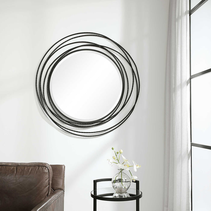Whirlwind Mirror Satin Black-Mirrors/Pictures-Uttermost-Lighting Design Store