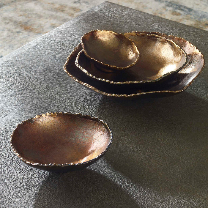 Lucky Wall Bowls, S/4 Vintage Brass-Mirrors/Pictures-Uttermost-Lighting Design Store