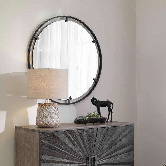 Cashel Mirror Satin Black-Mirrors/Pictures-Uttermost-Lighting Design Store