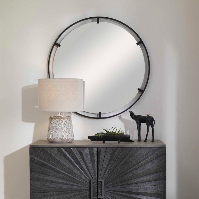 Cashel Mirror Satin Black-Mirrors/Pictures-Uttermost-Lighting Design Store