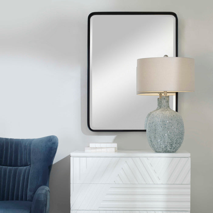 Crofton Mirror Satin Black-Mirrors/Pictures-Uttermost-Lighting Design Store