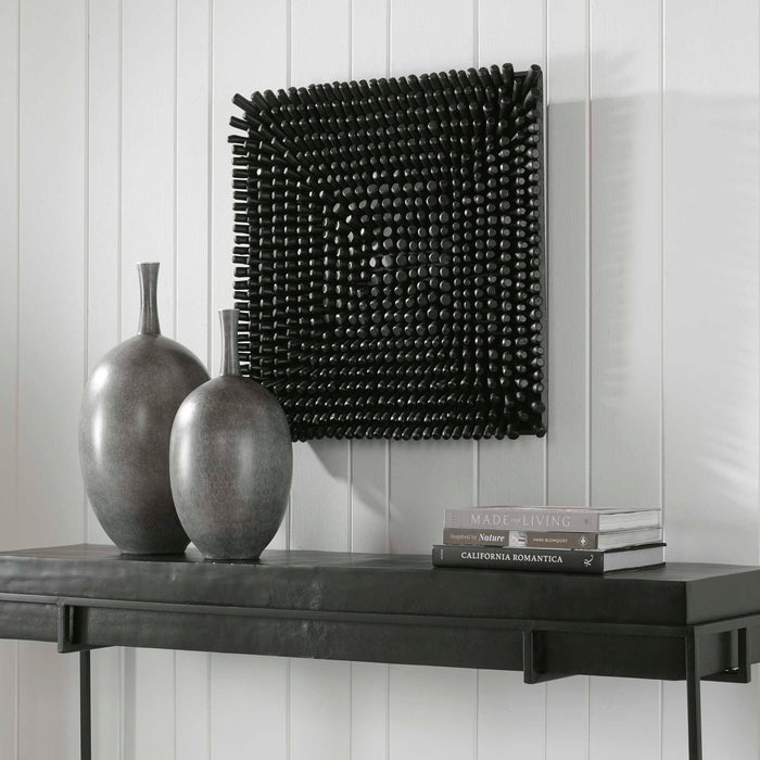 Portside Wall Panel Satin Black-Mirrors/Pictures-Uttermost-Lighting Design Store