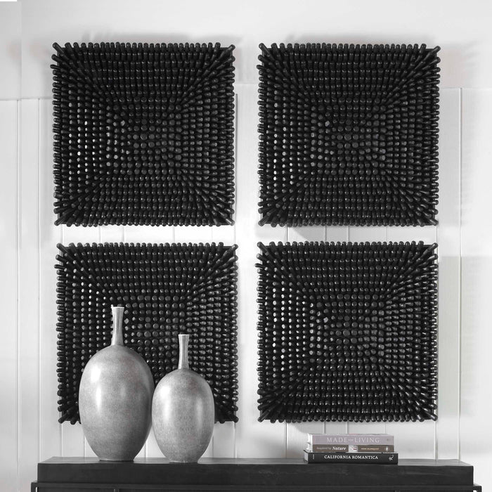 Portside Wall Panel Satin Black-Mirrors/Pictures-Uttermost-Lighting Design Store