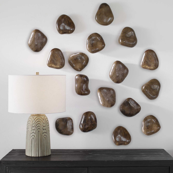Pebbles Wall Decor, S/9 Walnut Brown-Mirrors/Pictures-Uttermost-Lighting Design Store