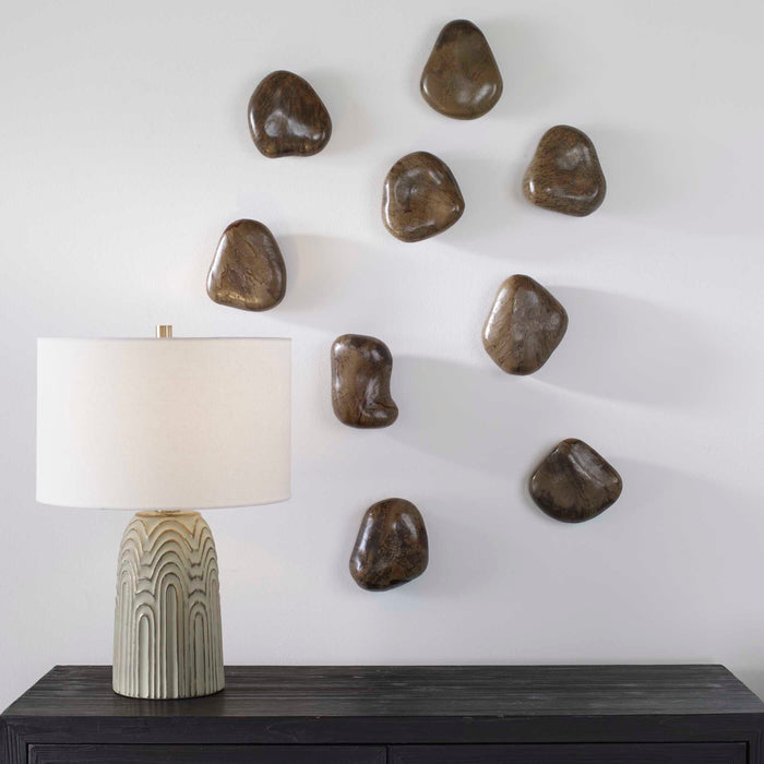 Pebbles Wall Decor, S/9 Walnut Brown-Mirrors/Pictures-Uttermost-Lighting Design Store