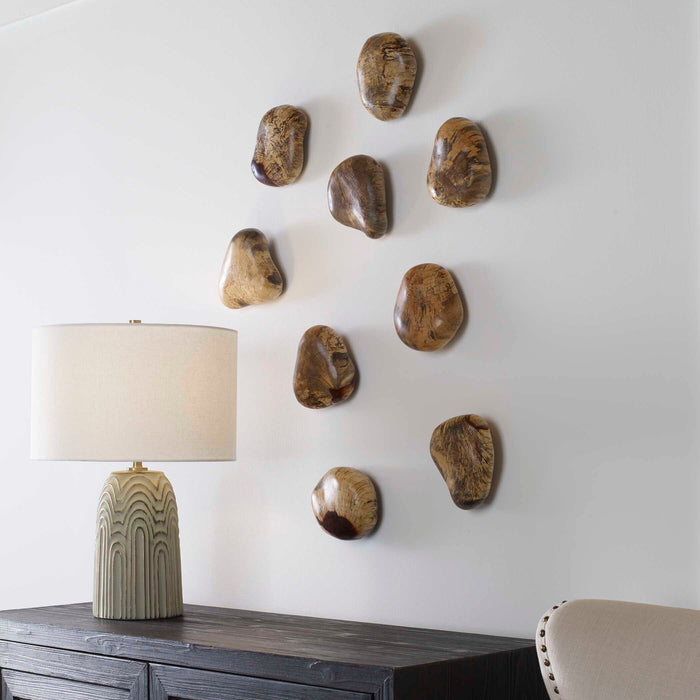 Pebbles Wall Decor, S/9 Natural Blonde-Mirrors/Pictures-Uttermost-Lighting Design Store