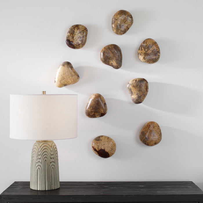 Pebbles Wall Decor, S/9 Natural Blonde-Mirrors/Pictures-Uttermost-Lighting Design Store